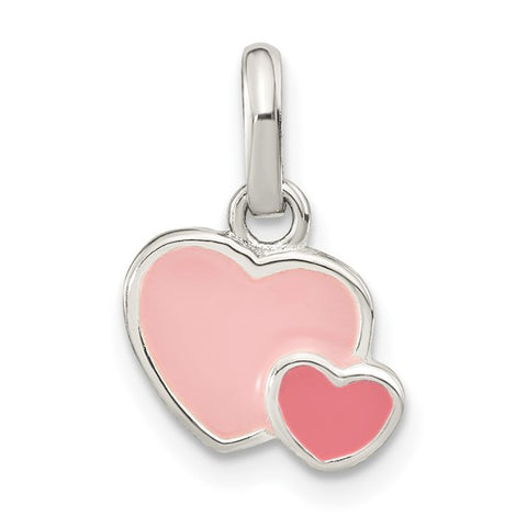Mini Pink Hearts Charm - Sterling Silver