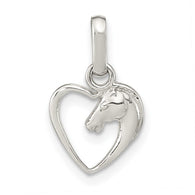 Mini Horse Heart Charm - Sterling Silver