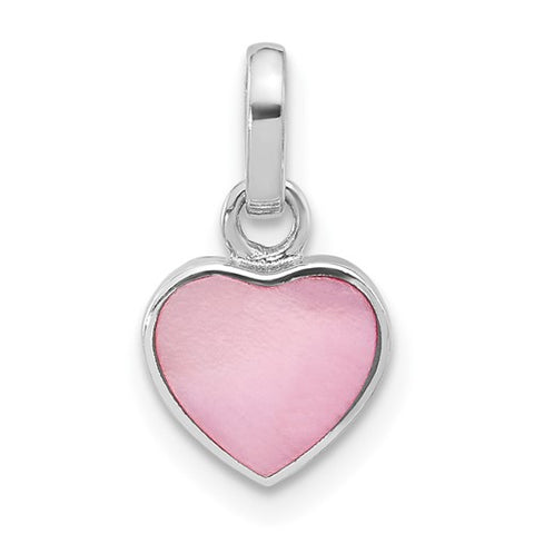 Pink Mother of Pearl Mini Heart Charm - Sterling Silver