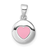Mini Pink Heart Medallion Charm - Sterling Silver