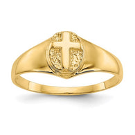 Cross Ring Size 3.5 - 14K Yellow Gold