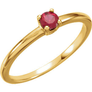 3MM Ruby "July" Ring Size 3 - 14K Yellow Gold