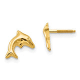 8MM Dolphin Stud Screw Back Earrings - 14K Yellow Gold
