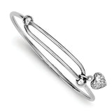 Adjustable Heart Bangle Bracelet - Sterling Silver