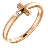Child's Sideways Cross Diamond Ring 14K Gold