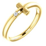 Child's Sideways Cross Diamond Ring 14K Gold