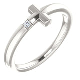 Child's Sideways Cross Diamond Ring 14K Gold