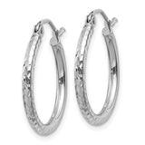 20MM Diamond Cut Hoop Earrings - 14K White Gold
