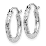 15MM Diamond-Cut Hoop Earrings - 14K White Gold
