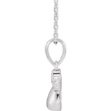 10MM Diamond Angel Charm on 15" Cable Chain - 14K White Gold
