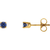 3MM Sapphire "September" Stud Earrings - 14K Yellow Gold