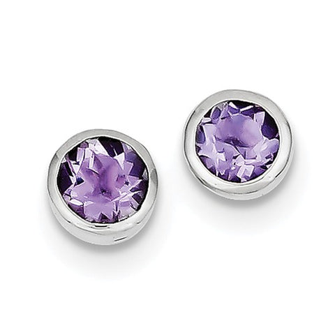 5MM Round Amethyst "February" Earrings - Sterling Silver