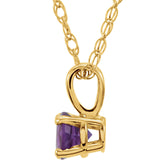 3MM Amethyst "February" Charm on 14" Chain - 14K Yellow Gold