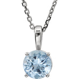 Aquamarine Charm Necklace - 14K White Gold