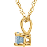 Aquamarine Charm Necklace - 14K Yellow Gold