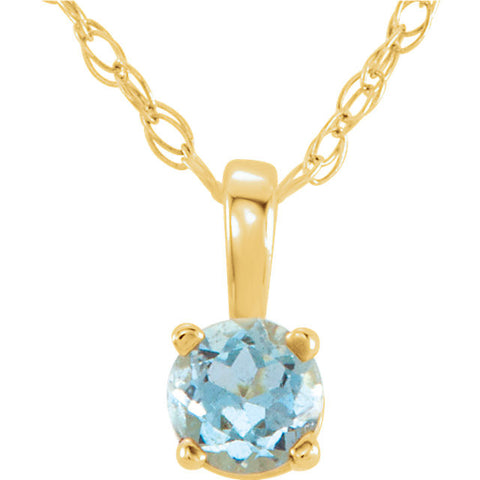 Aquamarine Charm Necklace - 14K Yellow Gold