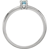 3MM Blue Topaz "December" Ring Size 3 - 14K White Gold