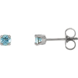 Aquamarine Stud Earrings - 14K Yellow Gold