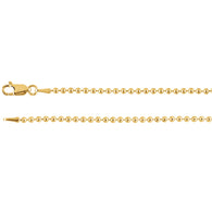 1.8MM Hollow Bead Chain (Available in 12", 14" and 16") - 14K Yellow Gold