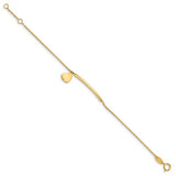 5.5" Heart Charm Bracelet with .5" Extender - 14K Yellow Gold