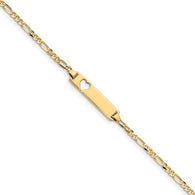 5.5" Baby Heart ID Figaro Bracelet - 14K Yellow Gold