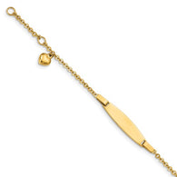 4.5" Baby ID Heart Bracelet with .75" extender - 14K Yellow Gold