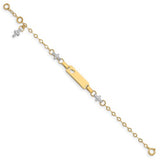 4.5" Heart and Cross Baby ID Bracelet - 14K Gold