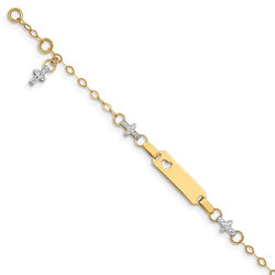 4.5" Heart and Cross Baby ID Bracelet - 14K Gold