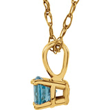 3MM Swiss Blue Topaz "December" Charm on 14" Chain -14K Yellow Gold