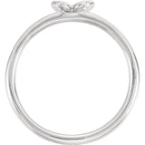 .02 CTW Diamond Butterfly Ring Size 3 - 14K White Gold