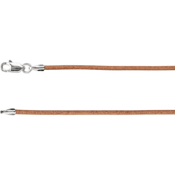 1.5MM Natural Leather Cord Chain - Sterling Silver