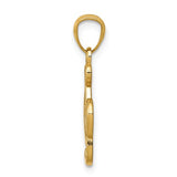 Music Note Heart Charm - 14K Yellow Gold
