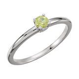 3MM Peridot "August" Ring Size 3 - 14K Yellow or White Gold