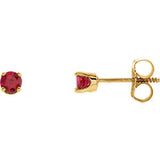3MM Ruby "July" Stud Earrings - 14K White Gold