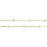5MM Pearl & Gold Bead Station Necklace (Available in 16" or 18") - 14K Yellow Gold