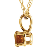 3MM Citrine "November" Charm on 14" Chain -14K Yellow Gold