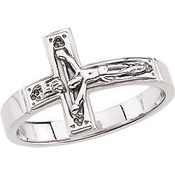 Crucifix Ring (Available in sizes 1-4) - 10K White Gold