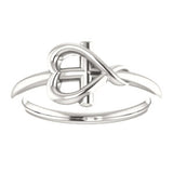Cross Heart Ring Size 3.5 - Sterling Silver