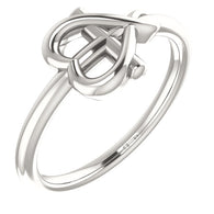 Cross Heart Ring Size 3.5 - Sterling Silver