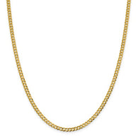 3.7MM Flat Cuban Link Chain (Available in 16", 18", 20" and 24") - 14K Yellow Gold