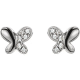 5MM Diamond Accent Butterfly Stud Earrings - Sterling Silver