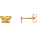 5MM Butterfly Stud Earrings - 14K Yellow Gold