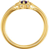 2.5MM Amethyst "February" Flower Ring Size 3 - 14K Yellow Gold