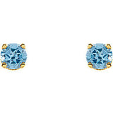 Blue Topaz Earrings Yellow Gold Screw Back