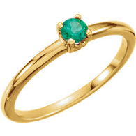 3MM Emerald "May" Ring Size 3 - 14K Yellow Gold