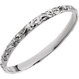 1MM Etched Ring Size 3 - 14K White Gold (Also available in 14K Yellow or 14K Rose Gold)