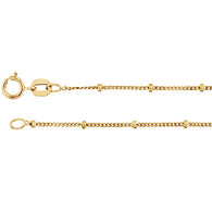 1MM Beaded Curb Chain (Available in 14" or 16") - 14K Yellow Gold