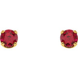 3MM Ruby "July" Stud Earrings - 14K White Gold