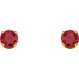 3MM Ruby "July" Stud Earrings - 14K Yellow Gold