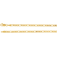 3MM Figaro Link Chain (Available in 12", 14", 16" and 18") - 14K Yellow Gold